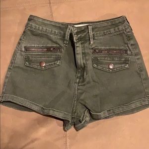 PacSun super high rise olive green zipper shorts